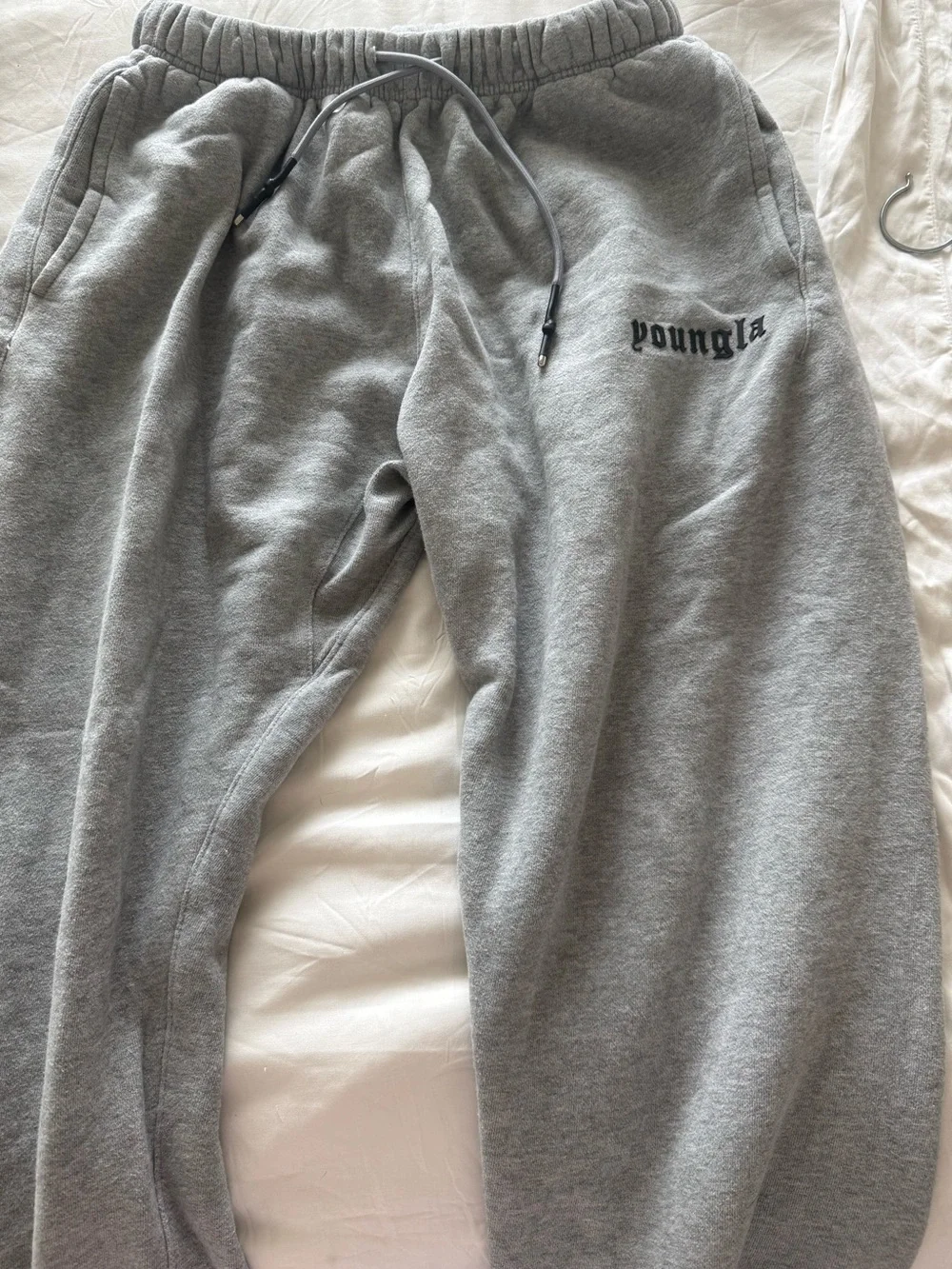 YoungLA Gray Fleece-Lined Sweatpants